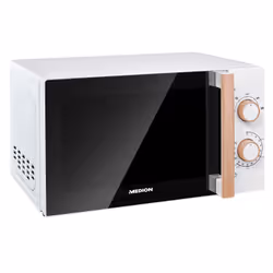 MEDION Micro-ondes MD 10596 | 20 litres | 700 W | Porte miroir | 5 niveaux de puissance | Aspect bois - blanc
