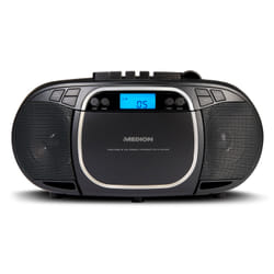 MEDION E66476 - Radio - Lecteur CD/MP3/cassettes - écran LCD - stéréo PLL-FM - USB - 2 x 20 W - Noir