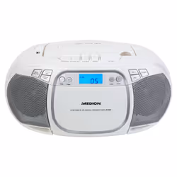 MEDION E66476 - Radio - CD/MP3/cassettes - écran LCD - stéréo PLL-FM - USB - 2 x 20 W - Blanc