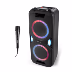 MEDION Enceinte - P61468 - Radio PLL-FM - Bluetooth 5.0 - LED - X-Bass - microphone inclus - 2 x 22 W RMS - Noir, 2.0 canaux, ...