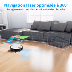 MEDION Aspirateur Robot X50 SW - avec station d'aspiration - fonction balayage - navigation laser - 8 000 Pa - Blanc - Vue supplémentaire 4