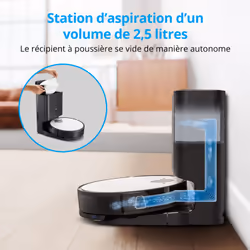 MEDION Aspirateur Robot X50 SW - avec station d'aspiration - fonction balayage - navigation laser - 8 000 Pa - Blanc - Vue supplémentaire 5