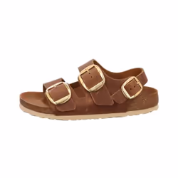 Sandales Milano Big Buckle Etroite Cuir Marron