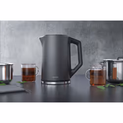 Arendo ELEGANT bouilloire 1,5 L 2200 W Noir, Argent