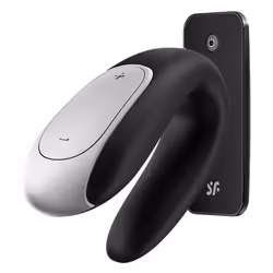Satisfyer Double Fun, Vibrateur de couple, Stimulation du clitoris, Stimulation vaginale, Noir, Acrylonitrile-Butadiène-Styrè ...