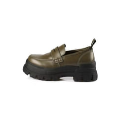 Basket Buffalo ASPHA LOAFER - Femme - Textile - Khaki noir - Memory Foam - Semelle plateforme