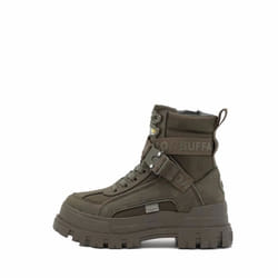 Botte Buffalo ASPHA COM1 LACEUP MID - Vert - Tige en imitation cuir - Lacets - Mixte