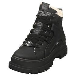 Bottes - Buffalo - ASPHA NC MID WARM VEGAN - Femme - Noir - Synthetique et Textile - Lacets
