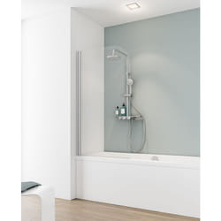 Schulte pare-baignoire 80x140cm paroi de baignoire réversible à coller volet pivotant pliant transparent alu-argenté