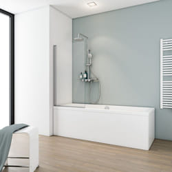 Pare-baignoire pliant, verre 5 mm, paroi de baignoire 1 volet Capri, écran de baignoire pivotant Schulte Verre transparent, profilé alu argenté, 60 x