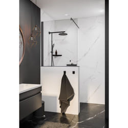 Pare-muret 80 x 120 cm verre 5 mm transparent, profilé noir, pare-baignoire fixe Schulte