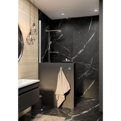 Pare-muret 80 x 120 cm verre 5 mm anticalcaire transparent, profilé blanc, pare-baignoire fixe Schulte