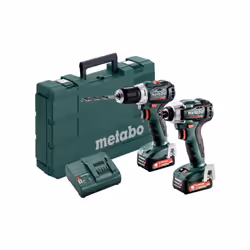 Set de deux machines électroportatives Metabo 12V sans fil + 2 batteries 2Ah + chargeur et mallette Visseuse à choc sans fil  ...