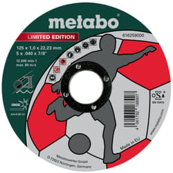 Metabo - Meule de tronçonnage Limited Edition Soccer 125 x 1,0 x 22,23 mm, Inox, version droite 100 pièces