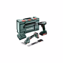 Metabo Set combo Cisaille sans fil pour arbustes / gazon + Perceuse-visseuse sans fil 18V (685186000) Cisaille sans fil 18 vo ...