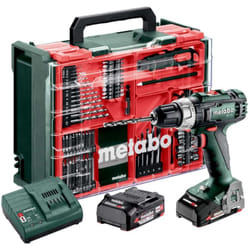 Metabo - Outillage - Perceuse-visseuse sans fil 18 v avec accessoires, 2 batteries Li-Power 2,0 Ah, chargeur 602321710