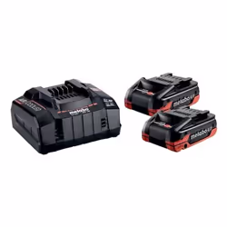 Metabo 685306000, Ensemble de batterie et de chargeur, Lithium-Ion Haute densité (LiHD), 4 Ah, 18 V, Metabo, Noir, Rouge