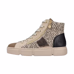 Bottines Femme RIEKER N5931 - Cuir Beige - Talon Plat 3.5cm - Fermeture à Zip