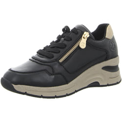 Basket Basse Femme Rieker Lugano - Noir - Lacets plats - Talon compensé