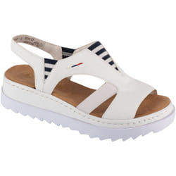 Sandales Rieker V44Y5-80 Blanc Femme - Dessus Synthétique - Talon Plat - Boucle de serrage