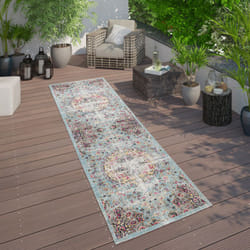 Paco Home - Tapis Intérieur Extérieur Orient Turquoise Rose Jaune 80x150 cm