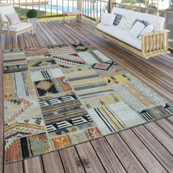 Paco Home - Tapis Intérieur Et Extérieur Ethnique Jaune Crème Rouge 60x100 cm