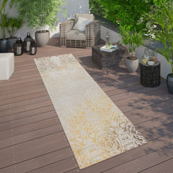 Paco Home - Tapis Intérieur Et Extérieur Orient Motif Jaune Crème 80x250 cm