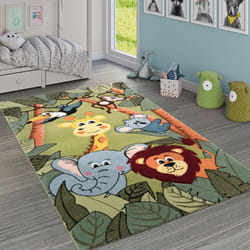 Paco Home - Tapis Pour Enfant Jungle Animaux Vert 80x150 cm