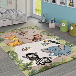 Paco Home - Tapis Pour Enfant Jungle Animaux Beige Crème 160x230 cm