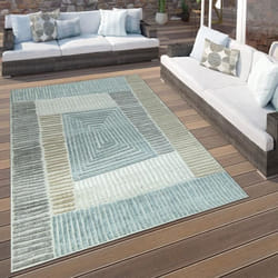 Tapis Intérieur et Extérieur Géométrique Beige Gris [160x230 cm]