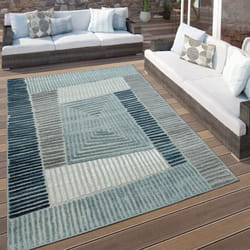 Tapis Intérieur Et Extérieur Géométrique Turquoise Gris [120x170 cm]