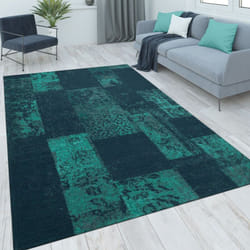 Paco Home - Tapis Salon Chambre Adulte Poils Ras Vintage Motif Oriental Ornements 120x170 cm, Turquoise