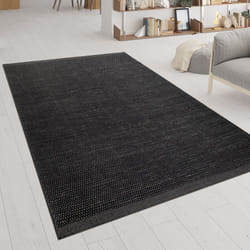 Paco Home - Tapis Tissé Main Tissage à Plat Style Scandinave Chiné Motif Tissé Anthracite 80x150 cm