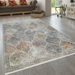 Paco Home - Tapis Salon Vintage Motif Oriental Ornements Multitude de Fleurs Vert Bleu 80x150 cm