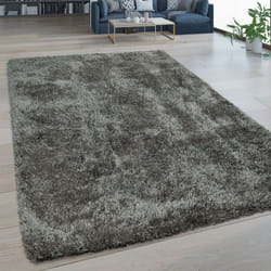 Paco Home - Tapis Salon Poils Longs Lavable Shaggy Aspect Flokati Uni Gris 120x160 cm