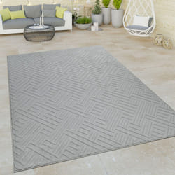 Paco Home - Tapis Intérieur & Extérieur Tissage à Plat Tapis Aspect 3D Orient Design Géométrique Gris 200x290 cm
