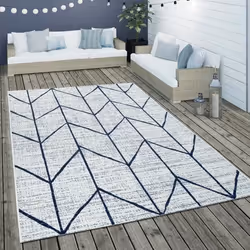 Tapis Intérieur & Extérieur Tissage À Plat Géométrique Motif Scandinave En Blanc [80x150 cm]