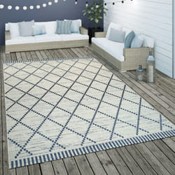 Paco Home Tapis Intérieur & Extérieur Tissage À Plat Géométrique Rayures Motif Losanges En Blanc 200x290 cm