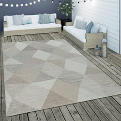 Paco Home - Tapis Intérieur & Extérieur Tissage à Plat Motif Géométrique Motif Losanges En Beige 160x230 cm