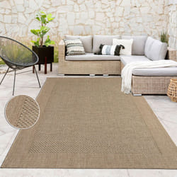 Paco Home - Tapis Exterieur Terrasse Balcon Tapis Cuisine Avec Bordure Aspect Sisal Uni Beige 120x170 cm