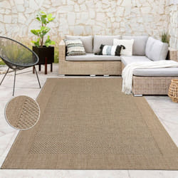 Paco Home - Tapis Exterieur Terrasse Balcon Tapis Cuisine Avec Bordure Aspect Sisal Uni Beige 160x230 cm