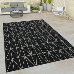 Paco Home - Tapis à Poils Ras Intérieur & Extérieur 3D Géométrique Design Scandinave En Noir 80x150 cm