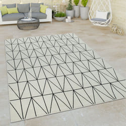 Paco Home - Tapis à Poils Ras Intérieur & Extérieur Aspect 3D Design Géométrique Scandinave Blanc 120x170 cm