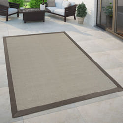 Paco Home - Tapis Intérieur & Extérieur Tissage à Plat Moderne Look Naturel Uni En Beige 80x250 cm