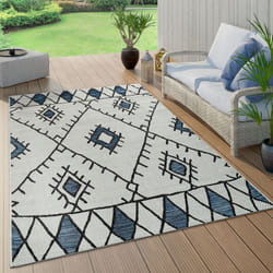 Paco Home - Tapis Intérieur & Extérieur Tissage à Plat Géométrique Abstrait Design Losanges Ethnique Bleu 200x280 cm