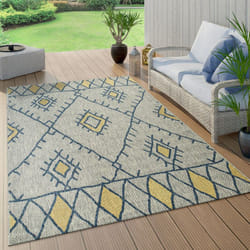 Paco Home Tapis Intérieur & Extérieur Tissage À Plat Géométrique Abstrait Design Losanges Ethnique Bleu 120x160 cm