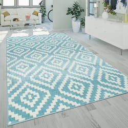 Paco Home - Tapis à Poils Ras Salon Moderne Géométrique Motif Losanges En Pastel Bleu 120x170 cm