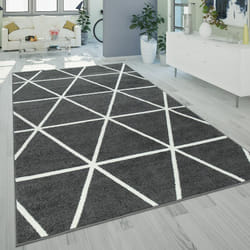 Paco Home - Tapis De Salon à Poils Ras Moderne Design Géométrique Motif Losanges Anthracite 60x100 cm