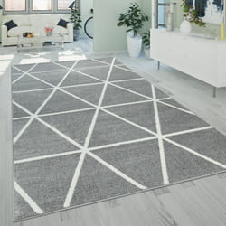 Paco Home - Tapis De Salon à Poils Ras Moderne Design Géométrique Motif Losanges En Gris 200x280 cm