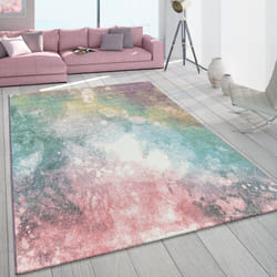Paco Home - Tapis De Salon à Poils Ras Coloré Moderne Galaxie Design Tons Pastel Multicolore 60x100 cm